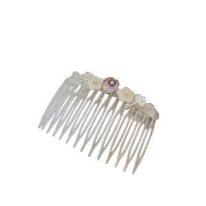 Mother of Pearl Hibiscus Freshwater Pearl Bead Plastic Hair Clip Side Comb